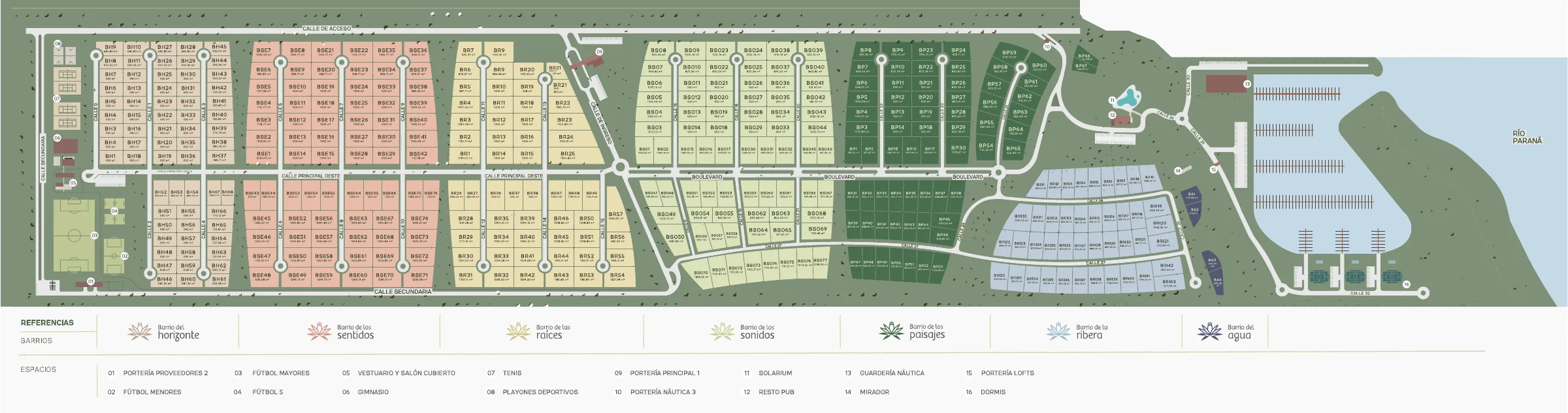 Masterplan de Azahares del Paraná: 393 lotes distribuidos en siete barrios, la marina y la costa sobre el río Paraná